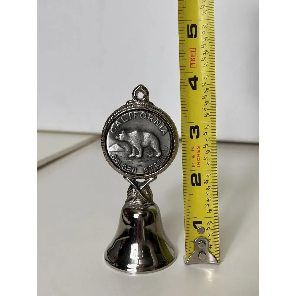 Vintage Souvenir Bell California Golden State Bear Silver